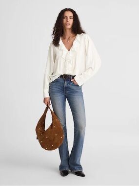 MADEWRLL  Ruffle Pintuck Long Sleeve Top S NWT